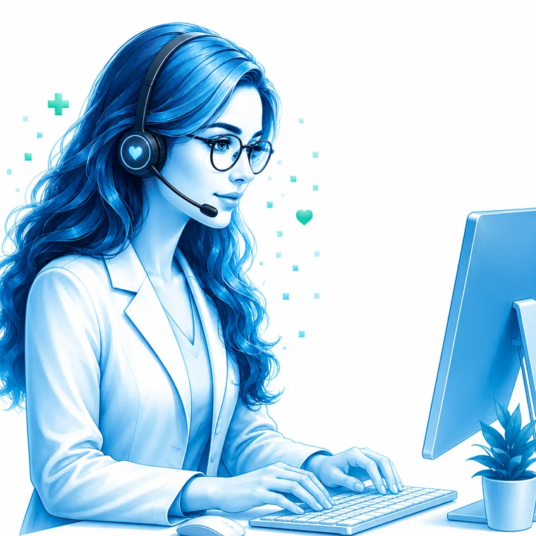 سلمى تكتب على حاسوب العيادة وتحجز موعدًا