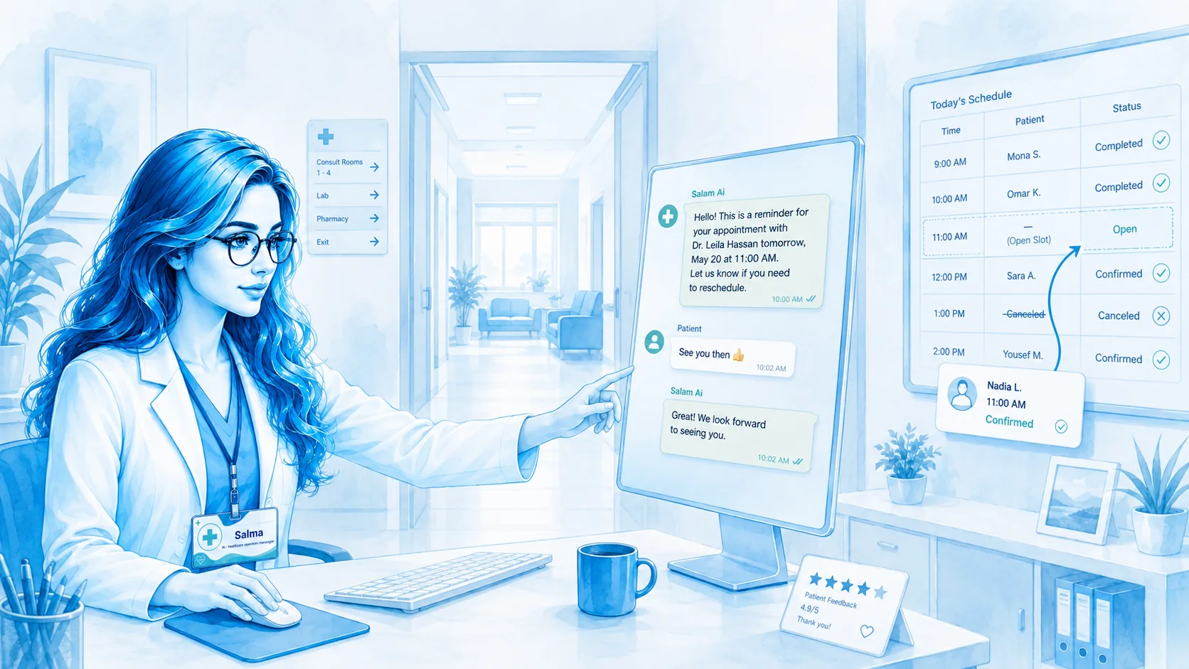 Salma, an illustrated AI colleague for your business